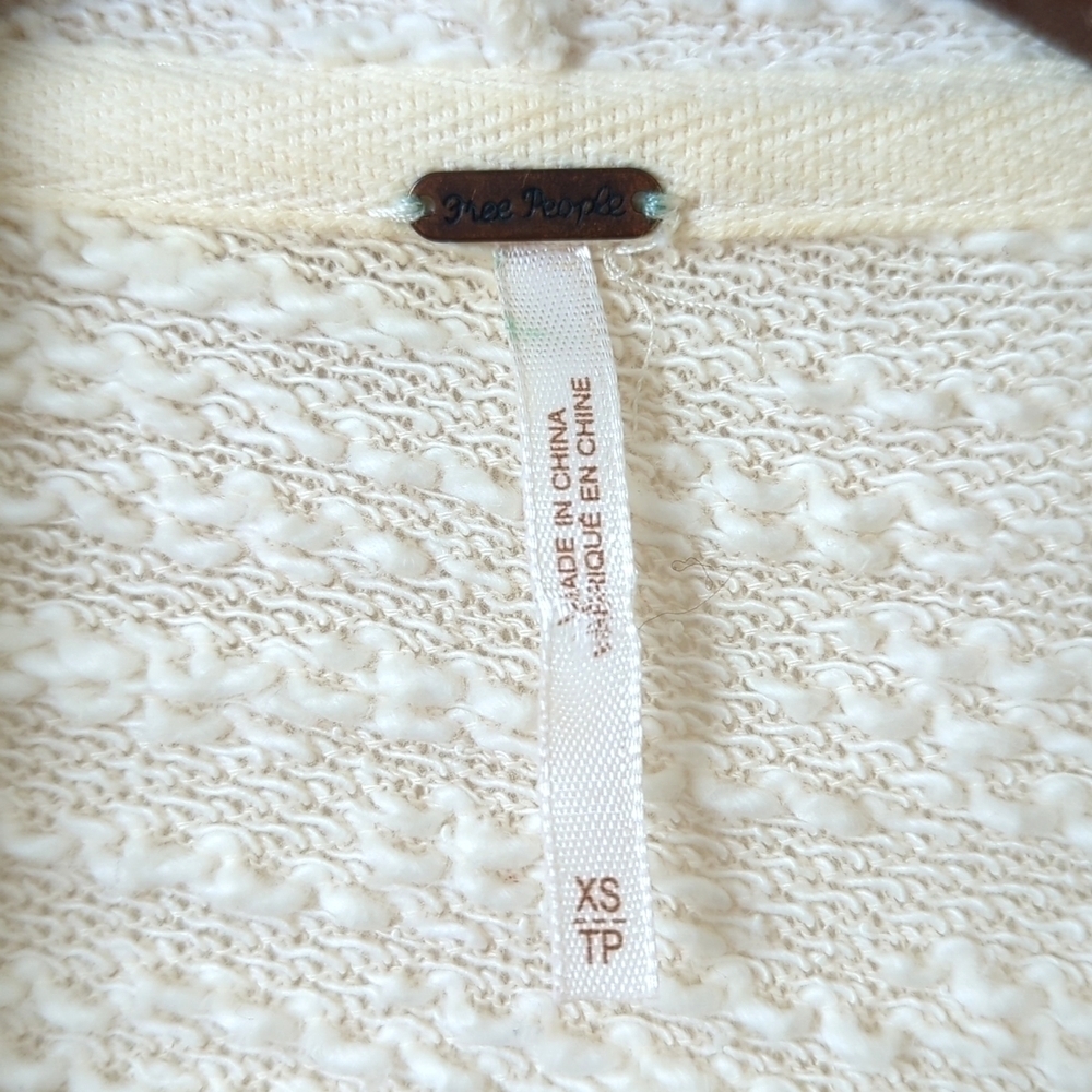Free People In The Loop Boho Draped Open Front Knit Cardigan Sweater Cream XS - Picture 4 of 12
